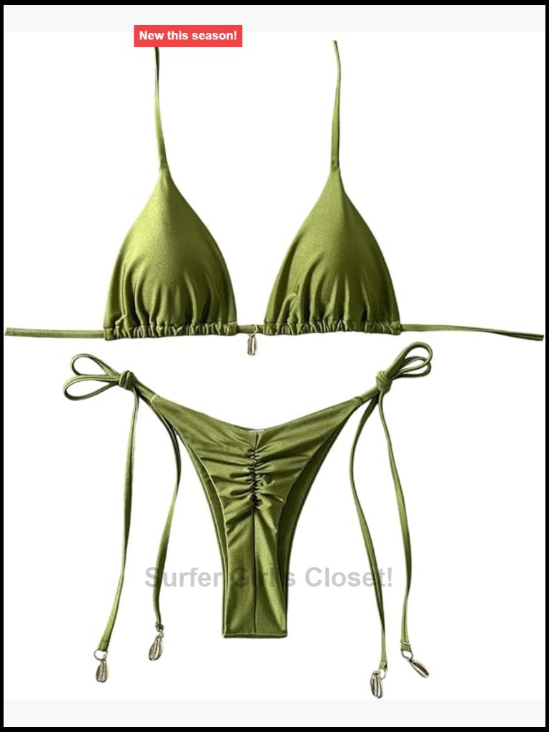 2 Piece Bikini Set Halter Triangle Cheeky Brazilian Ruched Bottoms Bathing Suit